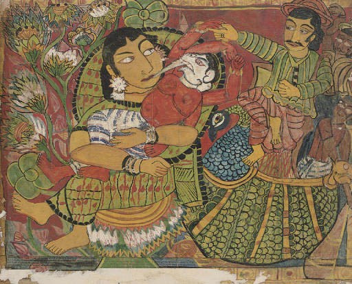 Painting with Parvati, Ganesh, Kartikeya