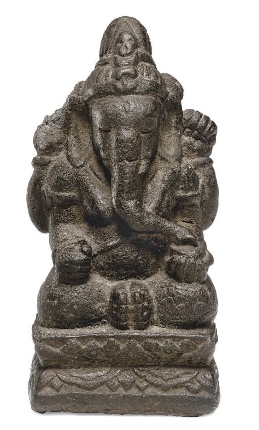 A small volcanic stone figure of Ganesh