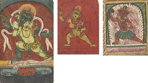 Three tsakli of Buddhist deities