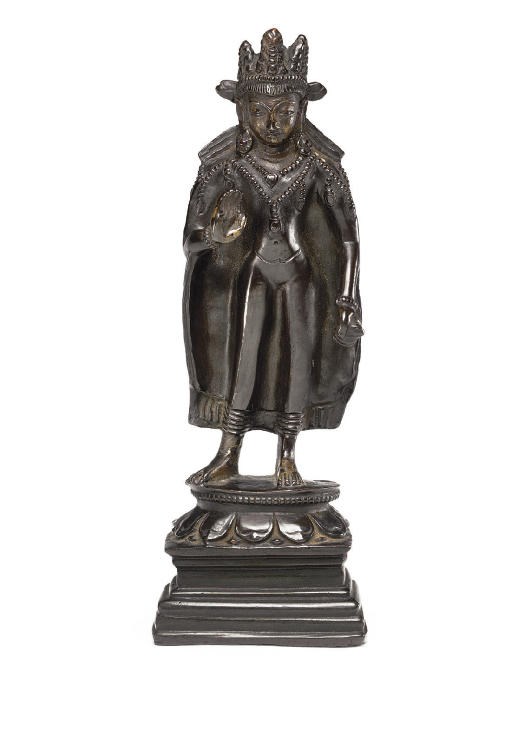 A Bronze figure of a Crowned Buddha
