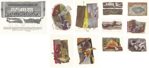 A set of eleven lithographs of the Mahabharata