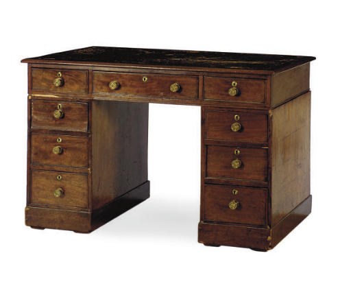 A GEORGE IV MAHOGANY DOUBLE-PEDESTAL DESK,