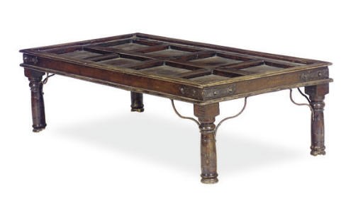 A STAINED OAK LOW TABLE,