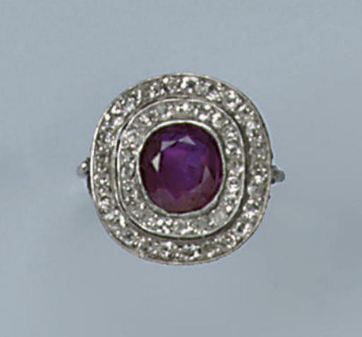 A BELLE EPOQUE RUBY AND DIAMOND RING