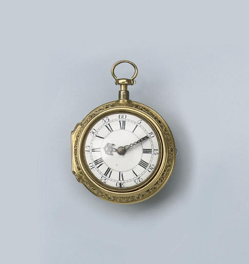 A FINE GOLD REPOUSSÉ VERGE WATCH