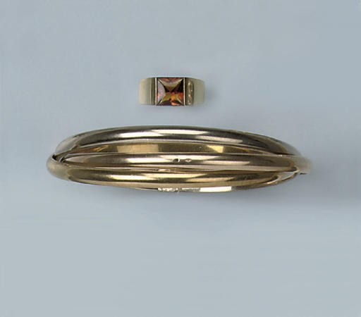A BANGLE AND CITRINE RING, BY CARTIER