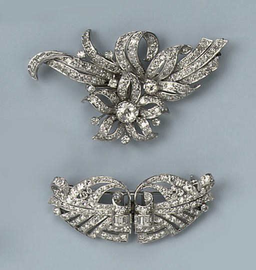 TWO DIAMOND BROOCHES