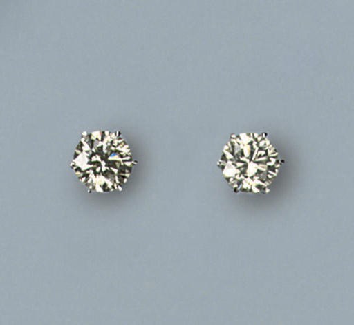 A PAIR OF DIAMOND SINGLE STONE EARSTUDS