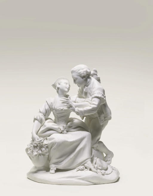 A SEVRES WHITE BISCUIT GROUP OF 'LA FETE AU CHATEAU' OR 'LA FIDELITE'