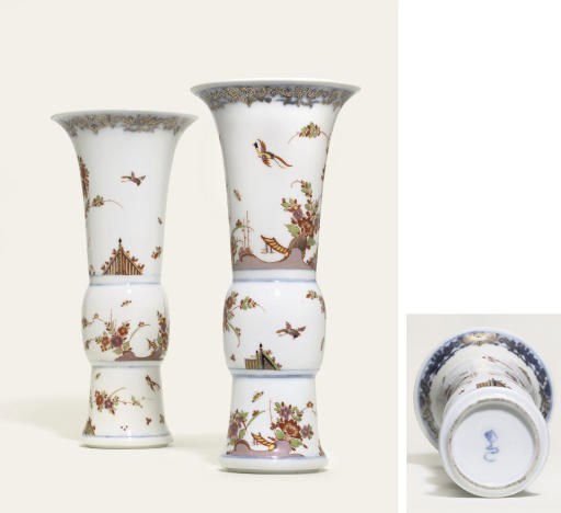A PAIR OF MEISSEN KAKIEMON FLARED BEAKER-VASES