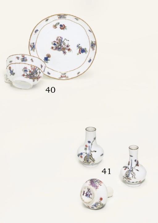 A MEISSEN TEACUP AND SAUCER