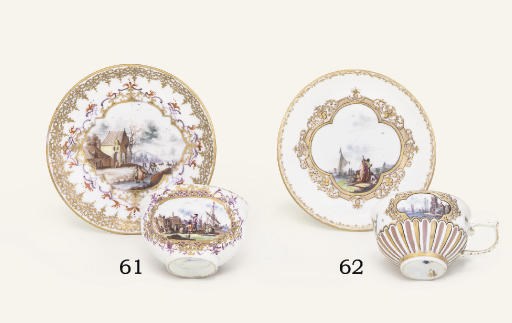 A MEISSEN TEABOWL AND A SAUCER