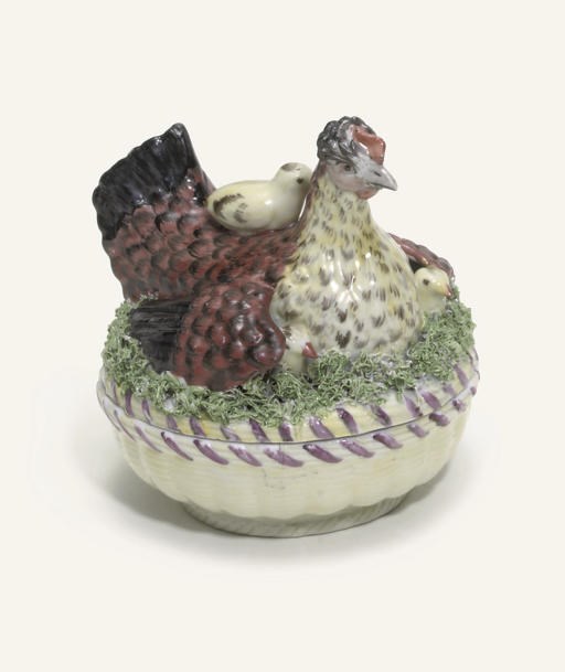 A GERA CIRCULAR HEN AND CHICKENS TUREEN AND COVER