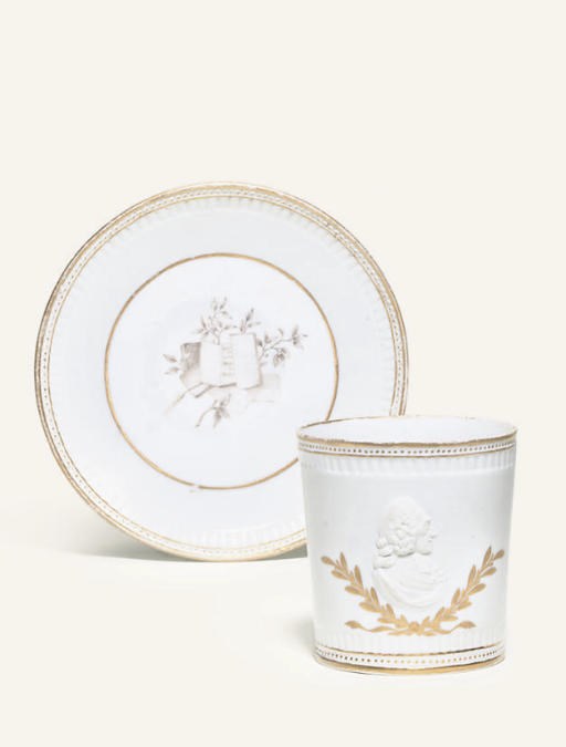 A FÜRSTENBERG PORTRAIT COFFEE-CUP AND SAUCER