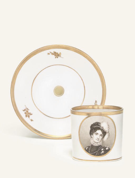 A NYMPHENBURG ROYAL PORTRAIT COFFEE-CAN AND SAUCER