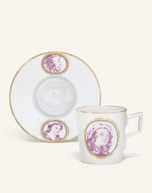 A VOLKSTEDT PORTRAIT COFFEE-CAN AND TREMBLEUSE SAUCER