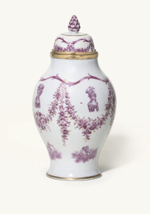 A VOLKSTEDT GILT-METAL MOUNTED BALUSTER VASE AND COVER