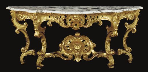 A GILTWOOD MARBLE-TOPPED CONSOLE