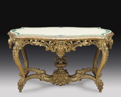 A GILTWOOD MARBLE-TOPPED CENTRE-TABLE