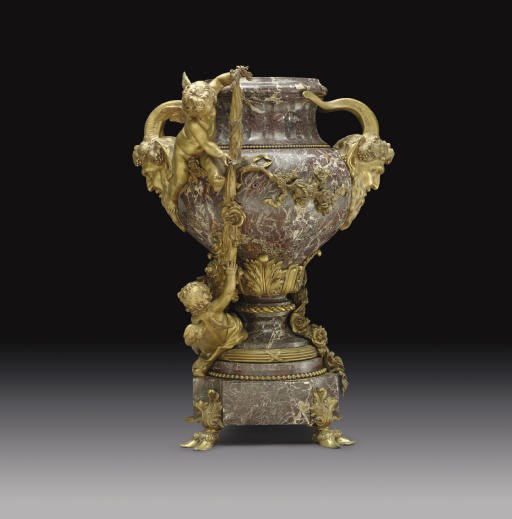 A FRENCH ORMOLU AND MARBLE JARDINIERE
