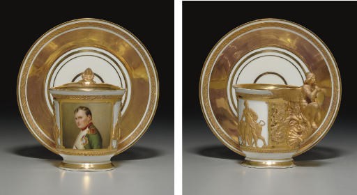 A BERLIN PORTRAIT CUP AND SAUCER