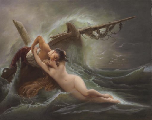 A CONTINENTAL RECTANGULAR PLAQUE, 'KISS OF THE WAVE'