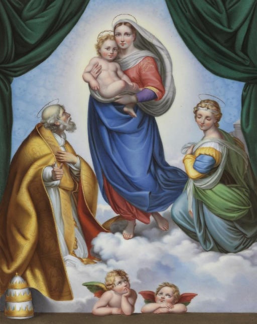 A MEISSEN RECTANGULAR PLAQUE, 'THE SISTINE MADONNA'