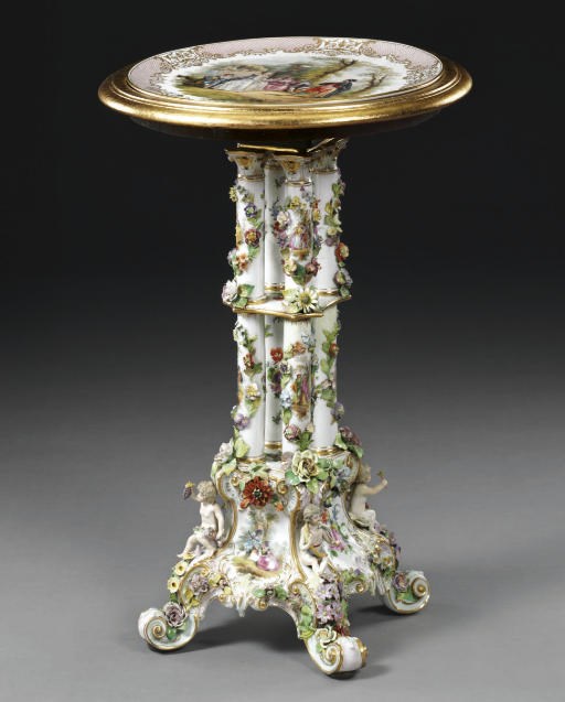 AN ASSEMBLED POTSCHAPPEL (CARL THIEME) FLOWER-ENCRUSTED SIDE TABLE
