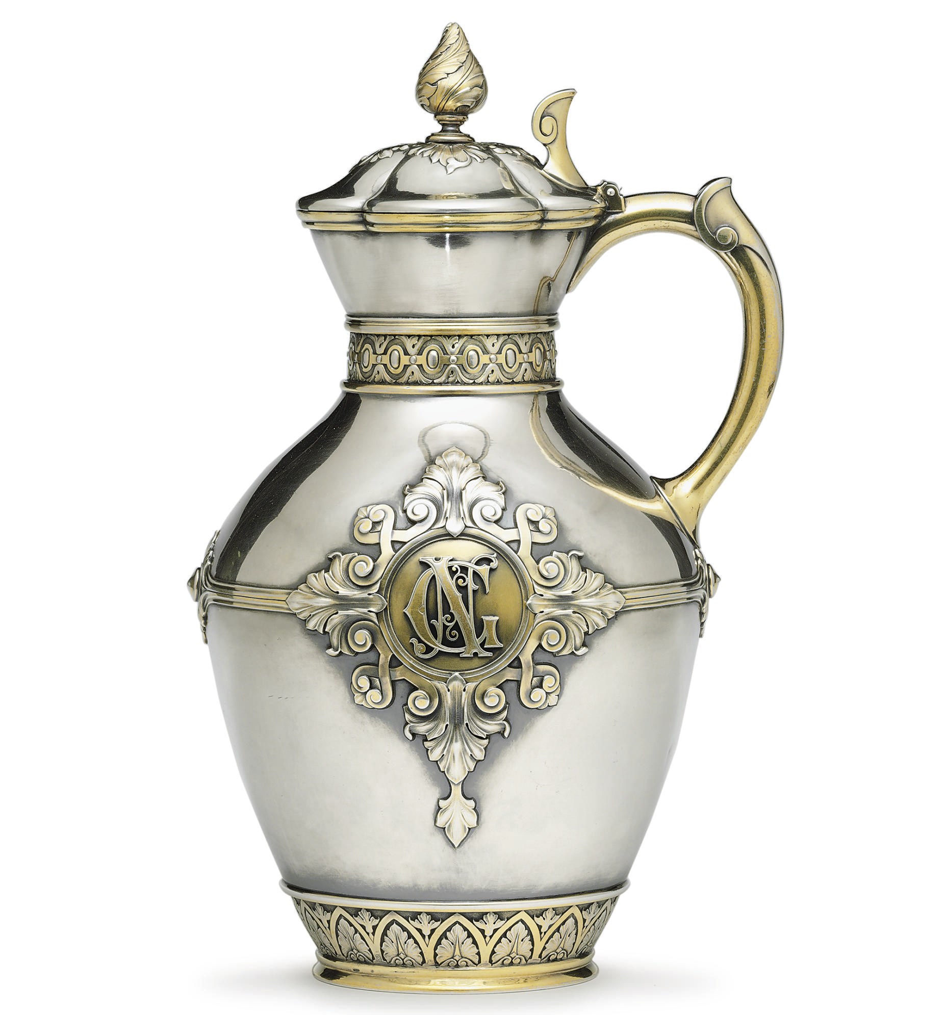 A Parcel-Gilt Silver Covered Jug