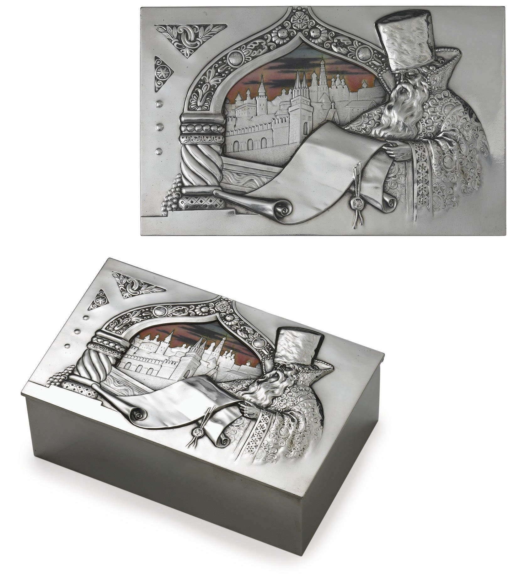 A Silver and Enamel Box