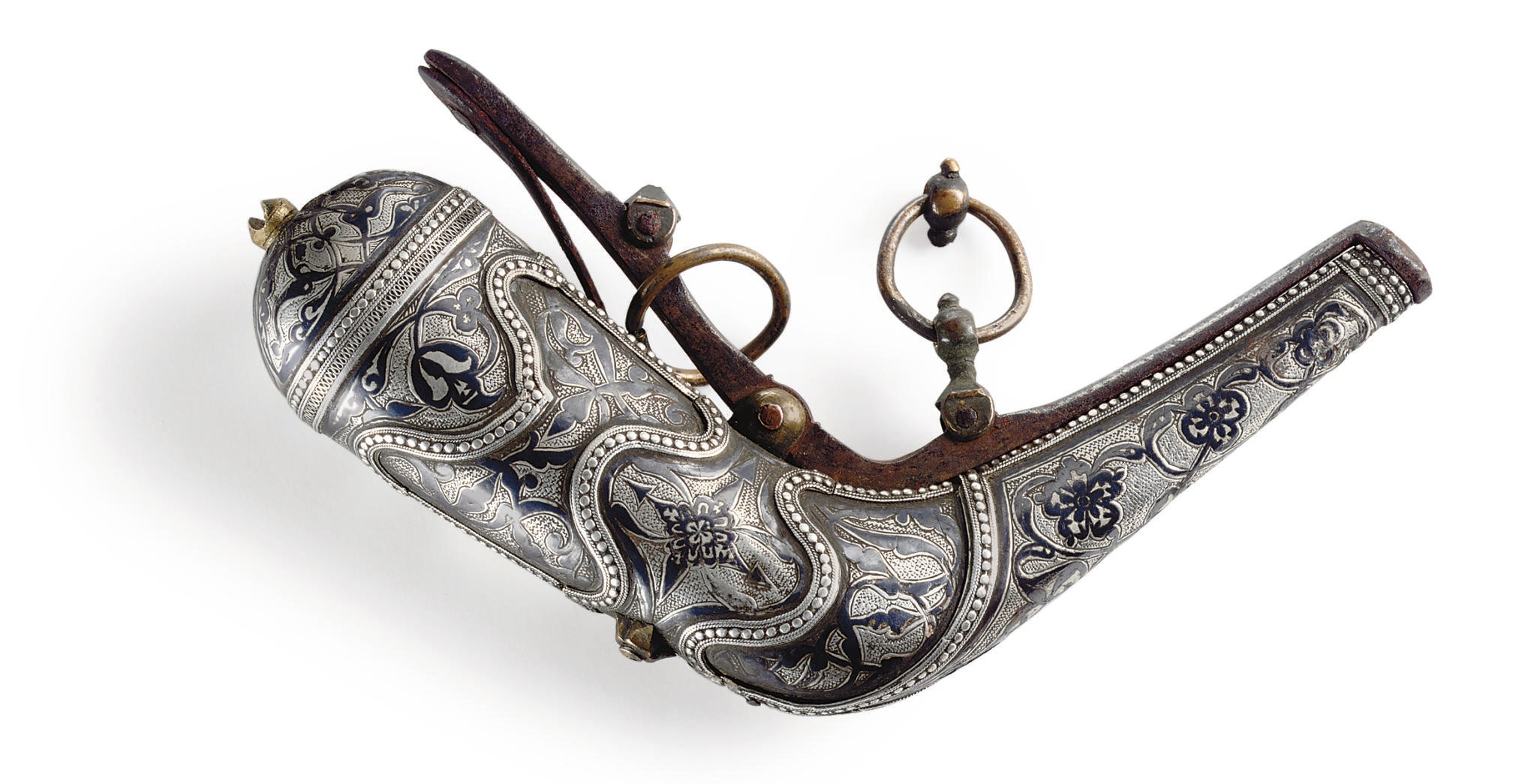 A Caucasian Silver-Mounted Priming-Flask
