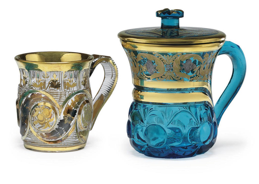 Two Gilt-Decorated Glass Mugs