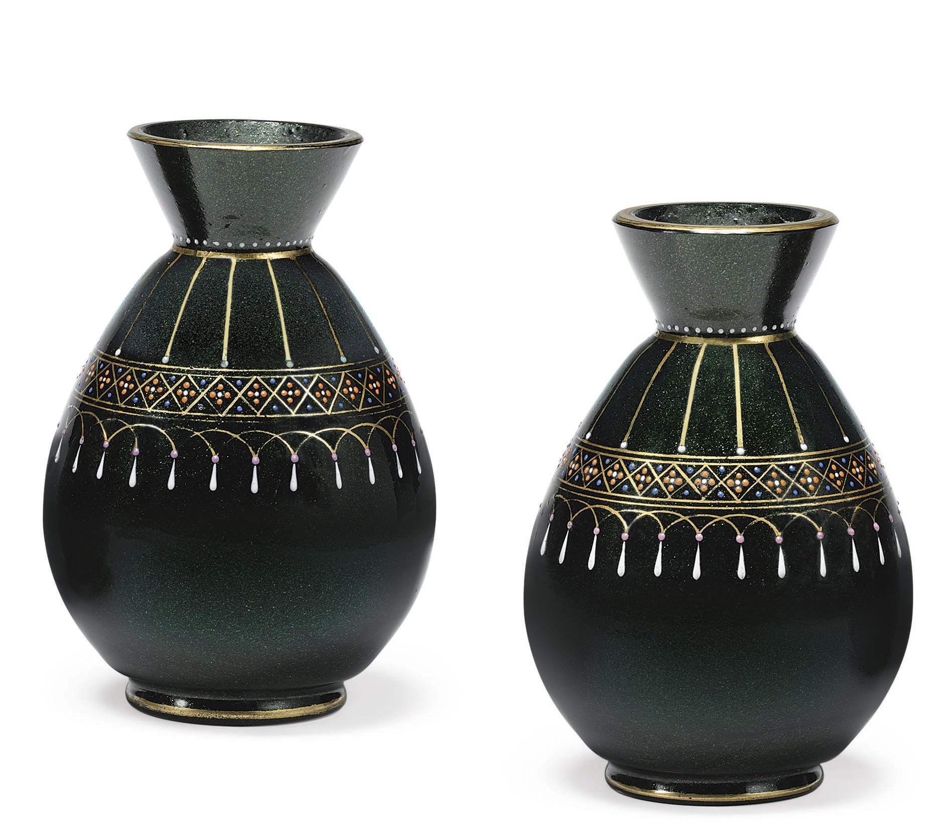 A Pair of Colored Glass Vases
