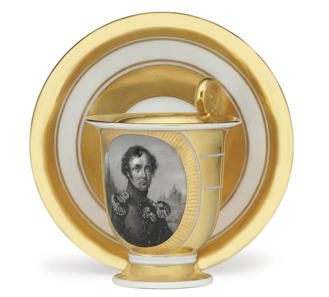 A Porcelain Military Cup and Saucer