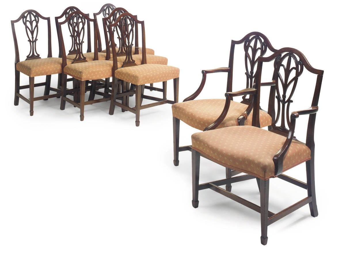 A SET OF EIGHT GEORGE III MAHOGANY DINING CHAIRS