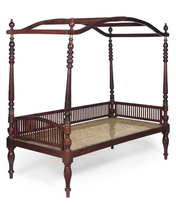 AN ANGLO INDIAN HARDWOOD CAMPAIGN BED