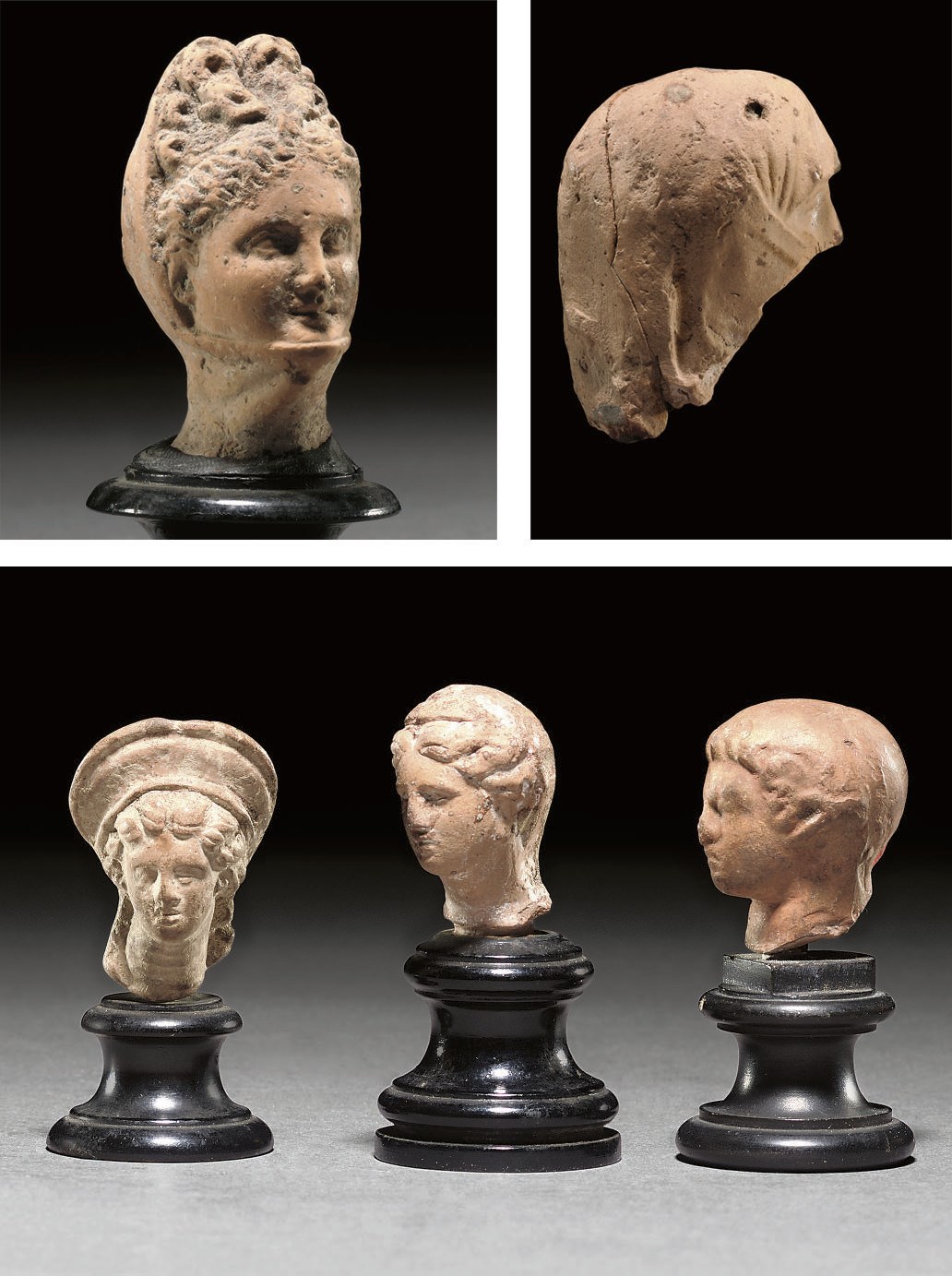 A GREEK TERRACOTTA HEAD OF A VEILED WOMAN