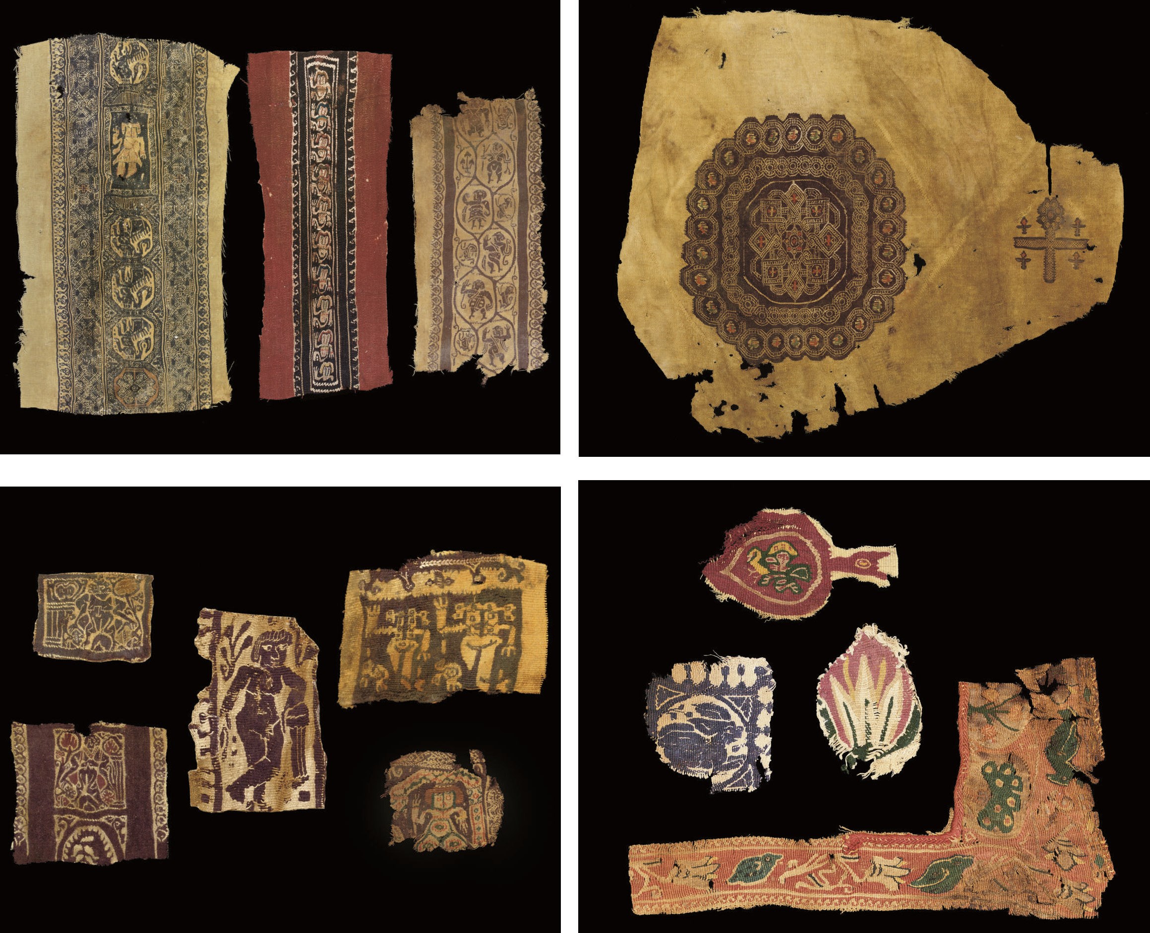 A LARGE GROUP OF COPTIC WOOL AND LINEN TEXTILE FRAGMENTS