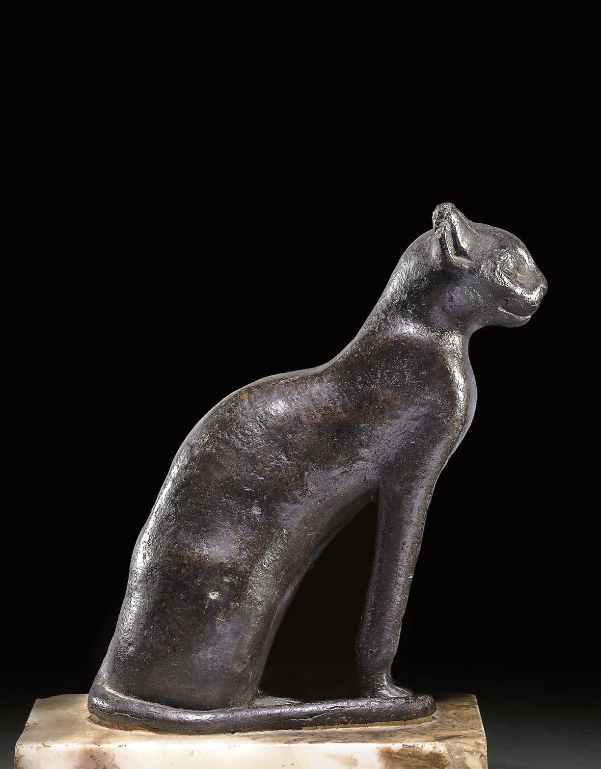 AN EGYPTIAN BRONZE CAT