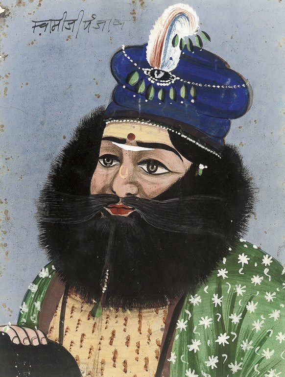 WILDLY BEARDED NOBLE, JAIPUR, RAJASTHAN, 1850