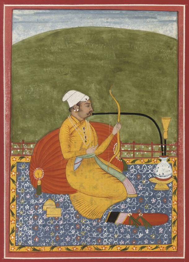 A PORTRAIT OF A SEATED ARCHER, MUGHAL, 19TH CENTURY
