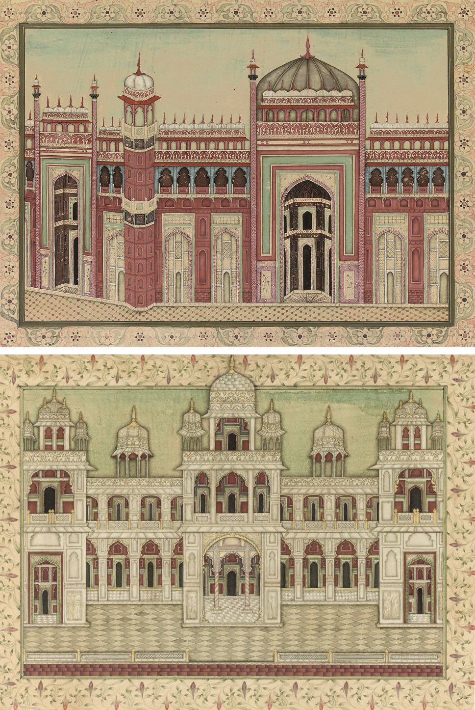 A PAIR OF COMPANY SCHOOL WATERCOLOURS OF BUILDINGS, DELHI, CIRCA 1860