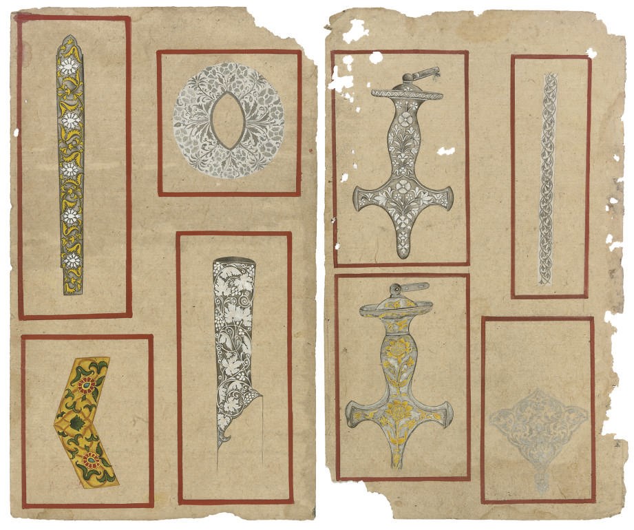A GROUP OF DESIGNS FOR SWORD HILTS, LUCKNOW, 19TH CENTURY