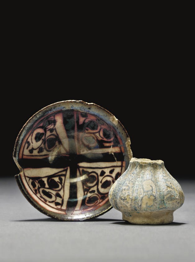A SMALL LUSTRE PAINTED BOWL AND VASE, SYRIA, 13TH CENTURY
