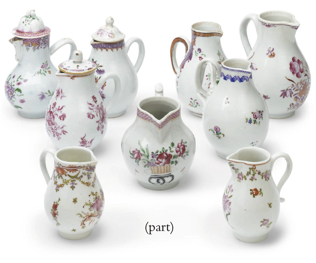 A group of thirteen Chinese export milk jugs