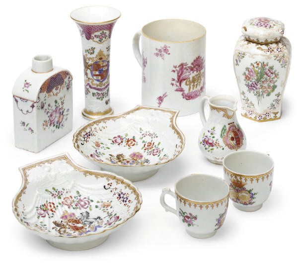 A group of famille rose Chinese export and Samson porcelain