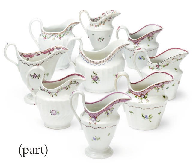 EIGHTEEN ENGLISH PORCELAIN MILK JUGS