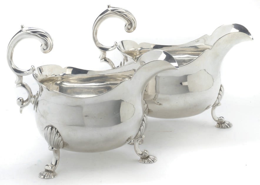 A PAIR OF GEORGE II SILVER SAUCEBOATS