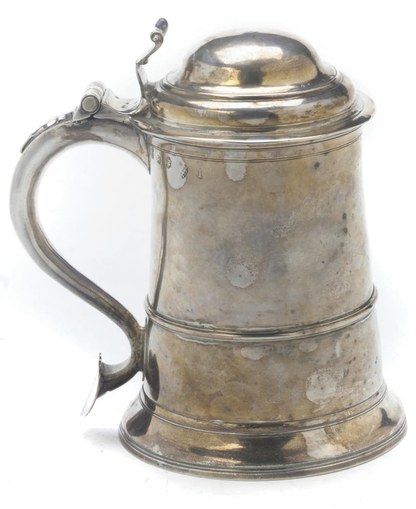 A GEORGE II PROVINCIAL SILVER TANKARD