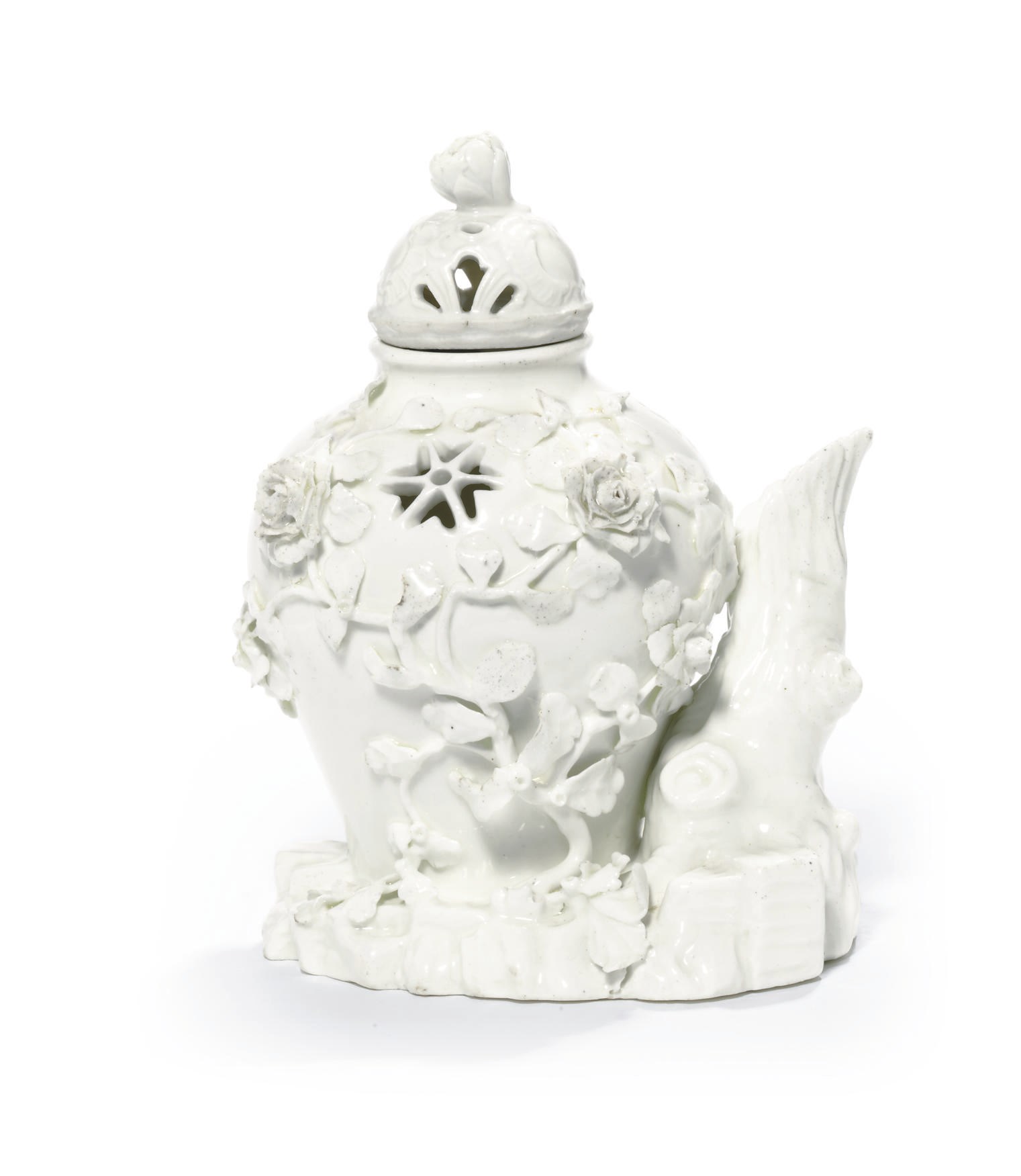 A VINCENNES WHITE POT-POURRI VASE AND A MEISSEN COVER